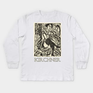 Portrait of a Woman by Ernst Ludwig Kirchner Kids Long Sleeve T-Shirt